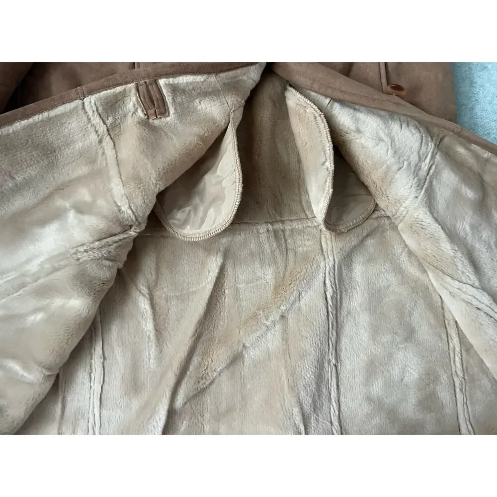 Vintage Talbots Faux Suede Sterling Coat Jacket Beige Petite Large L NWOT Medium